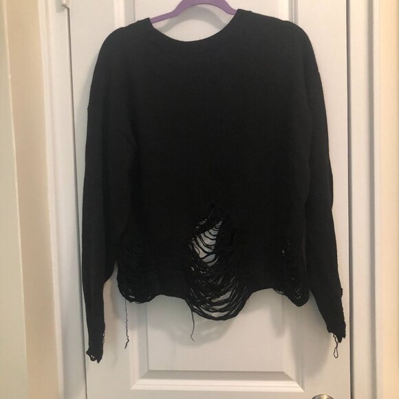Iro Jeans Distressed Crew Neck Sweater Black Size S - Picture 8 of 8
